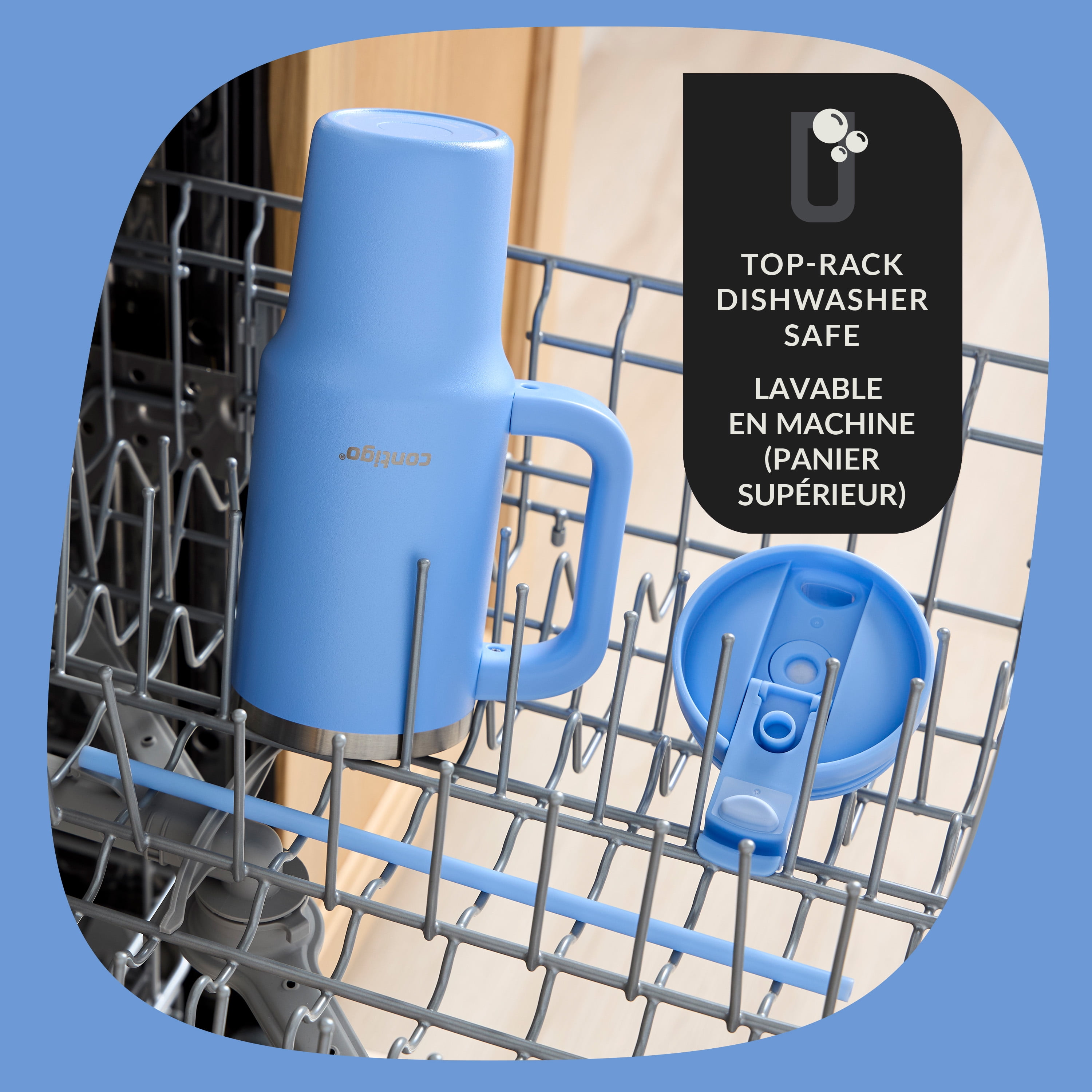 Contigo Streeterville Leak-Proof Tumbler, 30 oz (887 ml), Stainless Steel Water Bottle with Straw, Daydream Blue