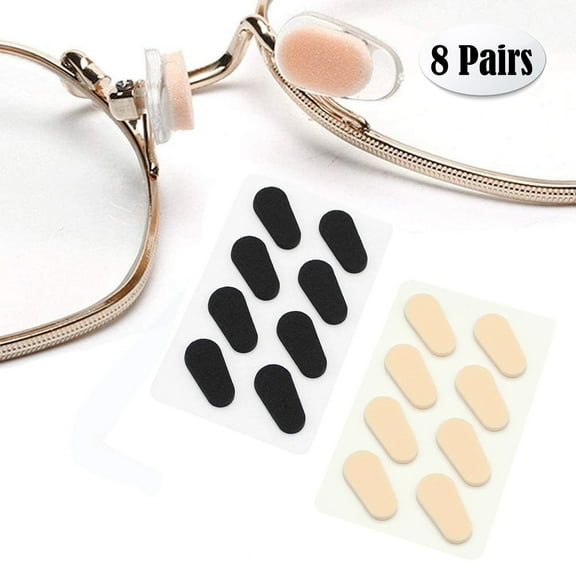 Nose Pads Soft Foam Adhesive Anti-Slip Silicone Eyeglass Nose Pads Stick On for Glasses Eyeglasses Sunglasses 8 Pairs, 1.0mm, Skin，Black Color
