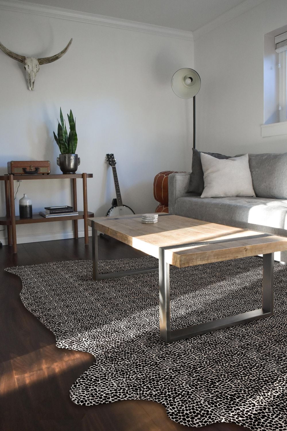 Tapis en Peau de Vache, Bringé Moyen - Pleine Peau