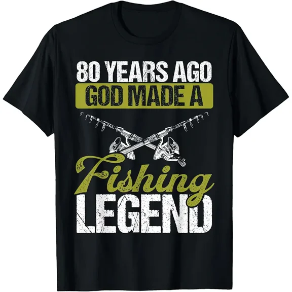 80 Year Old Fishing Legend Rod 80 Birthday Fisherman T-Shirt