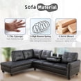 thumbnail image 5 of Sectional Couch for Living Room Furniture Sets, Faux Leather L Shape Living Room Sofa with Chaise 2 Piece Using for Apartment, Office, Bedrooms, Black(Facing Left Chaise), 5 of 9