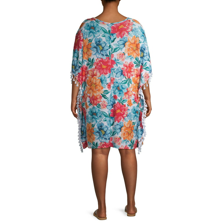 Novelty Rib Caftan Plus Size Swimsuit Cover Up 