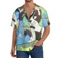 thumbnail image 7 of Lsque Bluey print Men's Cuban Collar Short Sleeve Shirt Summer Beachwear Casual Button Down Fashionable Vacation Leisure Shirt-3X-Large, 7 of 7