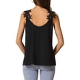 thumbnail image 3 of INSPIRE CHIC Women's Lace Tank Top V Neck Camisole Sleeveless Blouse XS Black, 3 of 6