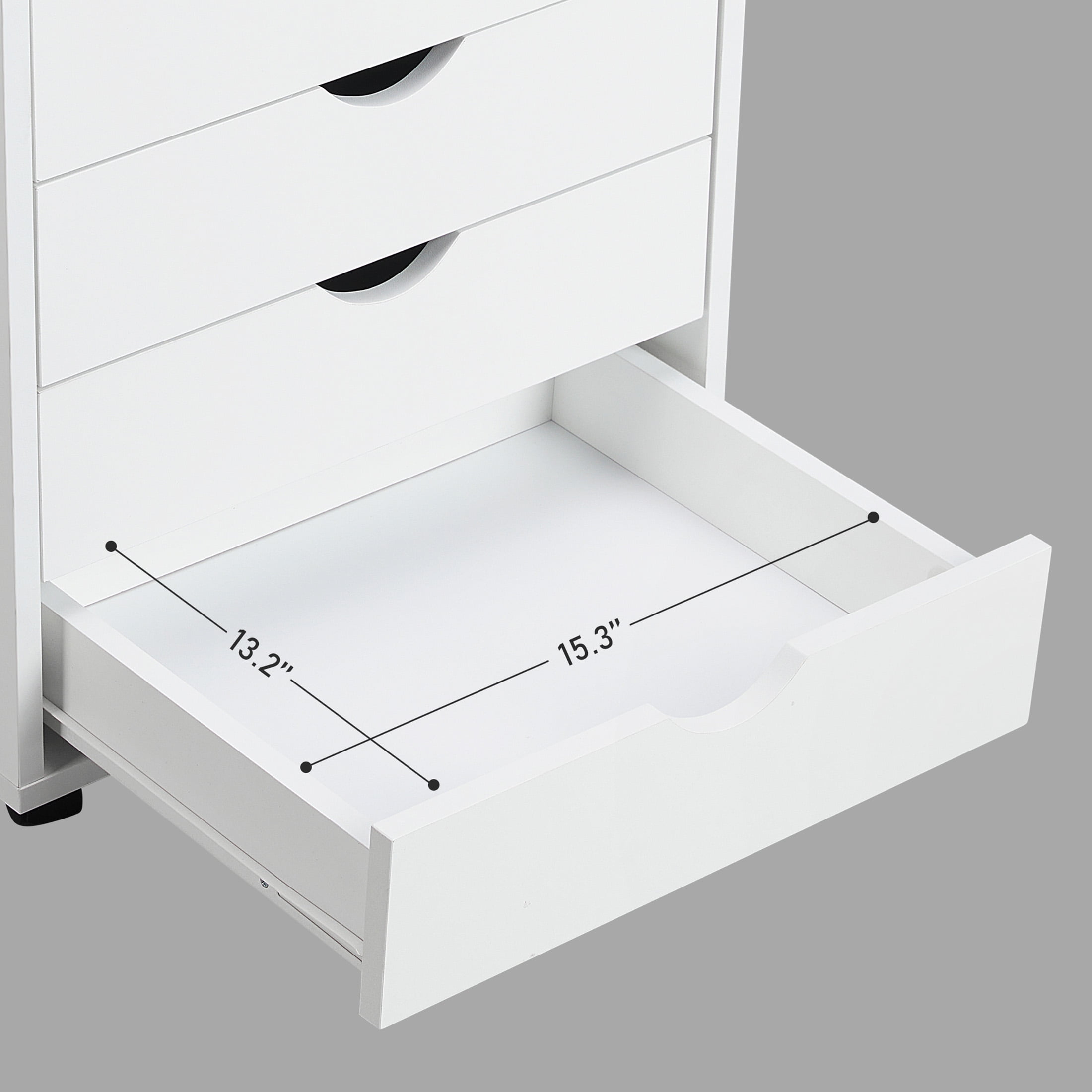 CONCETTA 5-Drawer File Cabinet, Lateral Filing Under Desk Storage Organizer with Wheels for Home Office, White