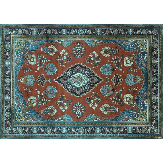 Ahgly Company Indoor Rectangle Persian Light Blue Traditional Area Rugs, 8' x 12'