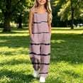 thumbnail image 4 of Girls Striped Printed Cami Jumpsuits Sleeveless Spaghetti Straps Jumpsuit Pants Casual Loose Trousers with Pockets Pink 9-10 Years, 4 of 7