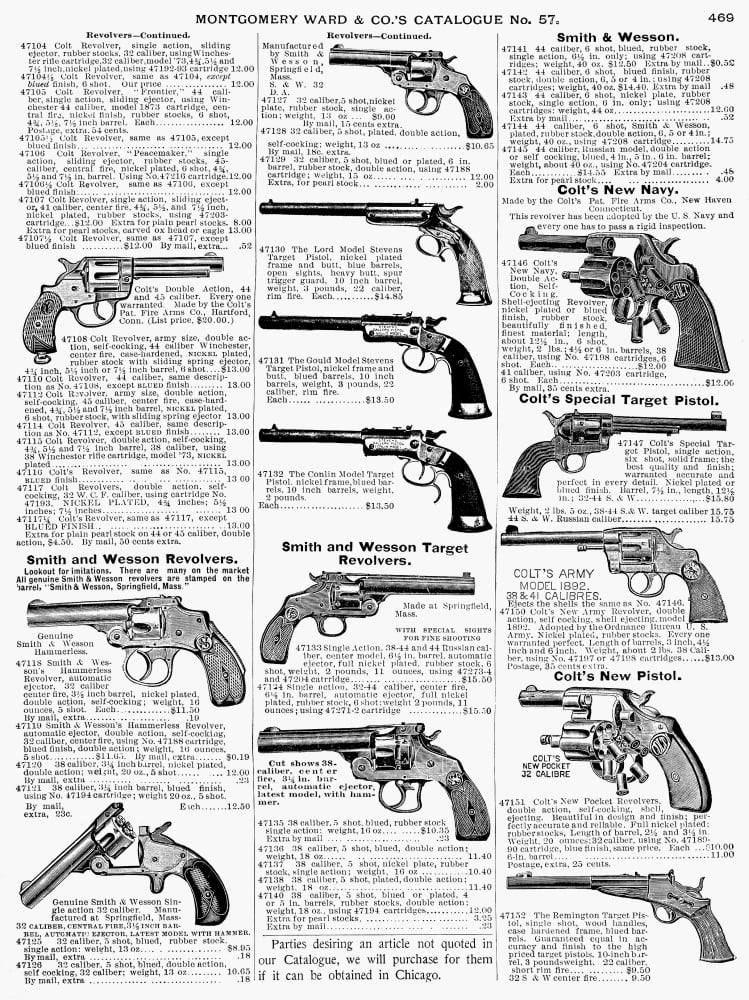 Firearm Section Montgomery Ward 1895 & Company Catalog 