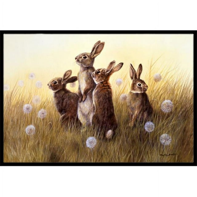 Carolines Treasures BDBA0144JMAT Rabbits in the Dandelions Indoor or Outdoor Mat- 24 x 36