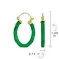 thumbnail image 4 of Bling Jewelry Womens Green Jade Gemstone Bamboo CZ Hoop Earrings 14K Gold Plated, 4 of 4