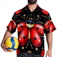 thumbnail image 4 of Seven Starred Ladybird Men's Short Sleeve Spread Collar Beach Shirts Casual Printed Button Down Unisex Summer Tops, 4 of 6