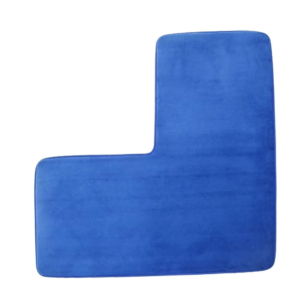 Alfombra de baño en forma de L, absorbente de agua, antideslizante, hecha de suave vellón coral, ideal Azul marino