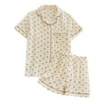 thumbnail image 3 of MKLEKYY Conjunto De Pijama Corto De Crepé Para Mujer, De Verano, Fino, Suave, Con Solapa Y Manga Corta, Ideal Para El Hogar, 3 of 3