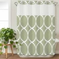 thumbnail image 3 of Sage Green Abstract No Hook Shower Curtain Waterproof,Bathroom Curtains with Snap in Liners and See Through Top Window,Modern White Geometric Twisted Art Hotel Style Bathtub Curtains Shower 72"Wx84"L, 3 of 8