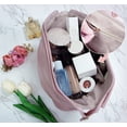 thumbnail image 5 of Makeup Bag, Large Capacity Travel Cosmetic Bag, PU Leather Zipper Pouch Toiletry Organizer for Travel, Business Trips and Daily Use (Pink, L), 5 of 5