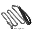 thumbnail image 3 of Cuban Chain Traction Rope Gold - Qyaukm Traction Leash Leather Strong Metal Stainless Pet Chain for Dog, 3 of 7