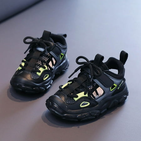 

Hipattires Kids Shoes Girls Solid Comfort Sneakers Fashion Non Slip Black First Walking Boys Sandals Shoes