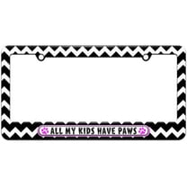 All My Kids Have Paws Prints Dogs Cats Pink License Plate Tag Frame, Multiple Colors