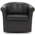 thumbnail image 2 of Fox Hill Trading Marlee Traditional Faux Leather Swivel Club Chair in Black, 2 of 4