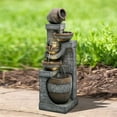 thumbnail image 3 of Watnature 5-Tier Natural Looking Stone Fountain Outdoor Water Fountain with LED Lights Resin Fountain Decor for Garden Patio, 3 of 14