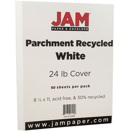 JAM Paper Parchment 24lb Paper 8.5 x 11 White Recycled 50 per Pack JAM Paper Parchment 24lb Paper 8.5 x 11 White Recycled 50 per Pack
