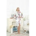 thumbnail image 5 of Asian Home Flower Peacock Satin Silk Kimono Robe, Dressing Gown, Bridal, Gift (White), 5 of 6
