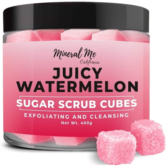 Body Scrub Exfoliator - 12oz WATERMELON Sugar scrub cubes w/Mango Butter & Shea butter- Ultra Hydrating & Moisturizing