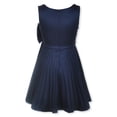 thumbnail image 3 of Bonnie Jean Girls' Big Bow Scuba Dress Color: navy Size: 14, 3 of 3