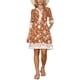 thumbnail image 2 of Vestidos florales para mujer con cuello en V, manga corta, cintura con cordón, vestido casual de verano bohemio con bolsillos S Caramelo, 2 of 6