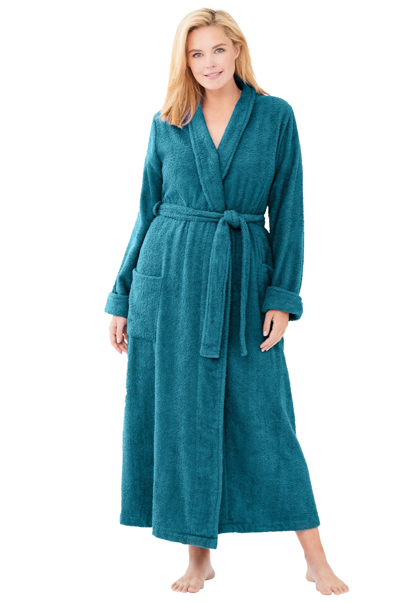 Dreams & Co. Women's Plus Size Long Terry Robe Robe - Walmart.com