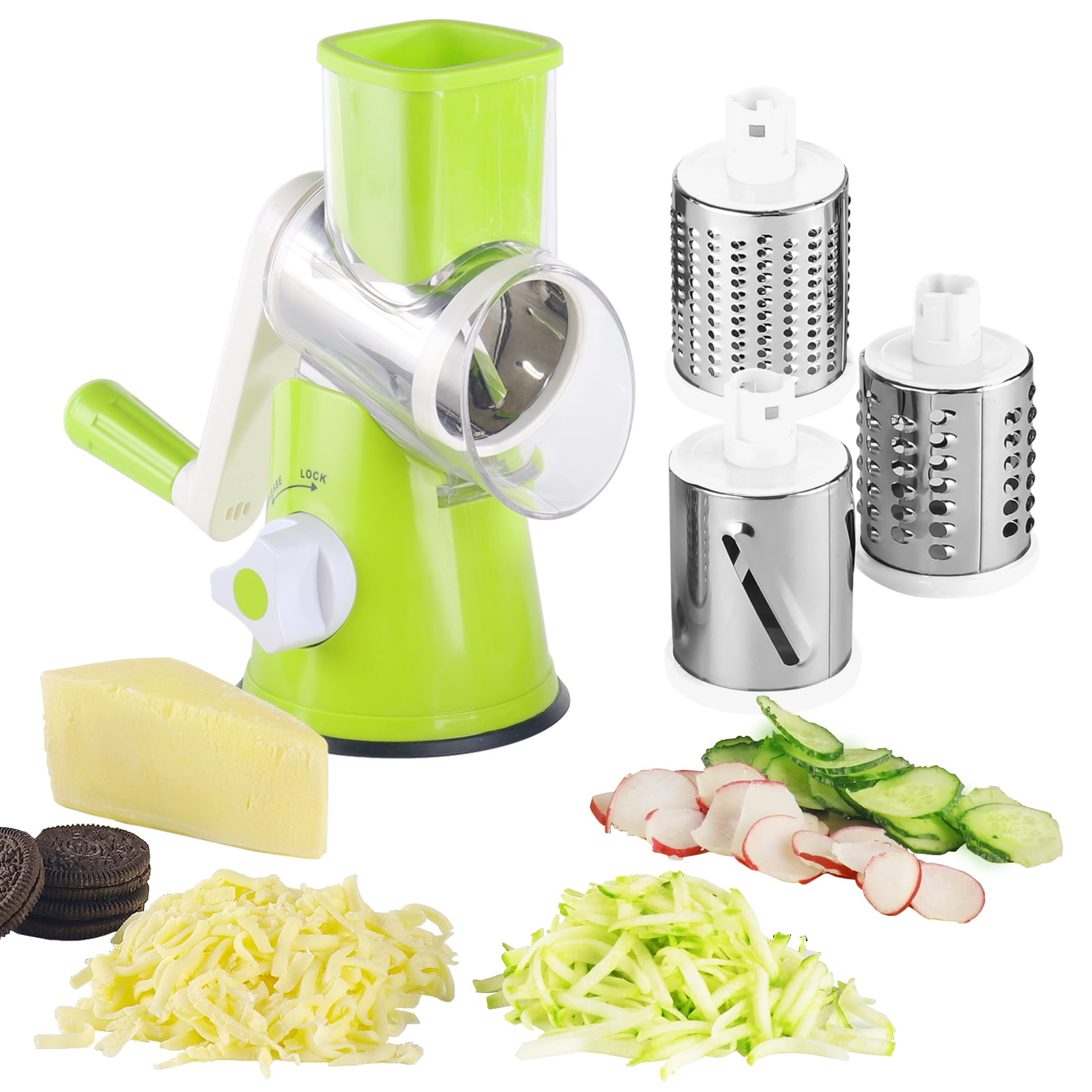 EDEFISY Cheese Grater 3in1 Stainless Steel Cheese Shredder Rotary