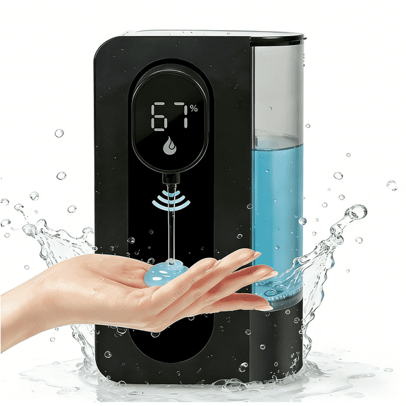 WANALIT Automatic Soap Dispenser Touchless, 500ML Gel Hand Soap Dispenser for Kitchen & Bathroom Sink, Digital Display, 3 Adjustable Levels, Rechargeable Countertop Soap Dispenser, Black