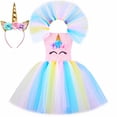 thumbnail image 4 of Vestido de tul de princesa unicornio para niñas, flores pastel, fiesta de cumpleaños, disfraces de Halloween y carnaval para niñas pequeñas, 4 of 5