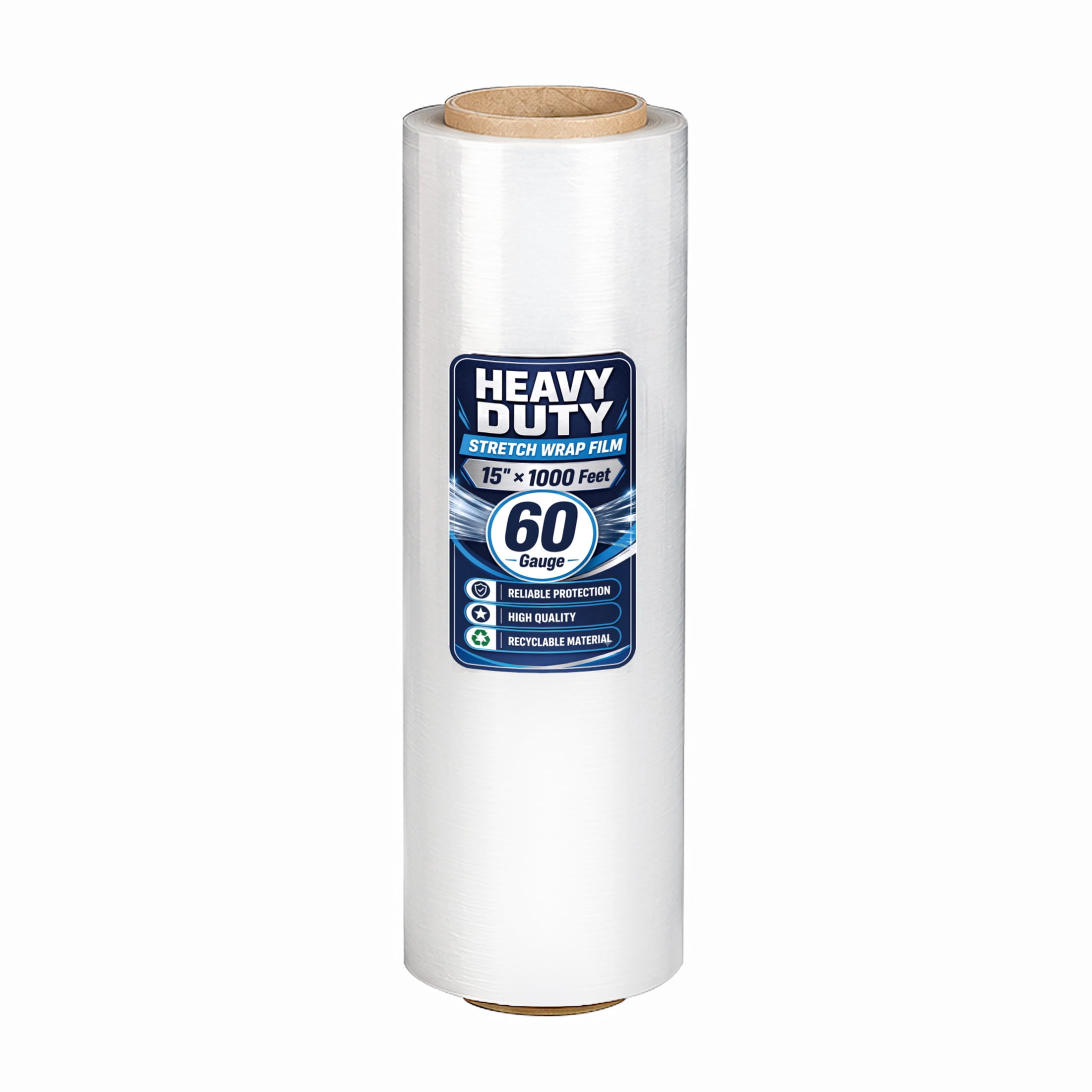 Noble House 15" x 1000FT Industrial Strength Clear Stretch Wrap Film Roll with Handles for Pallet Wrapping, 60 Gauge, 4 Pack