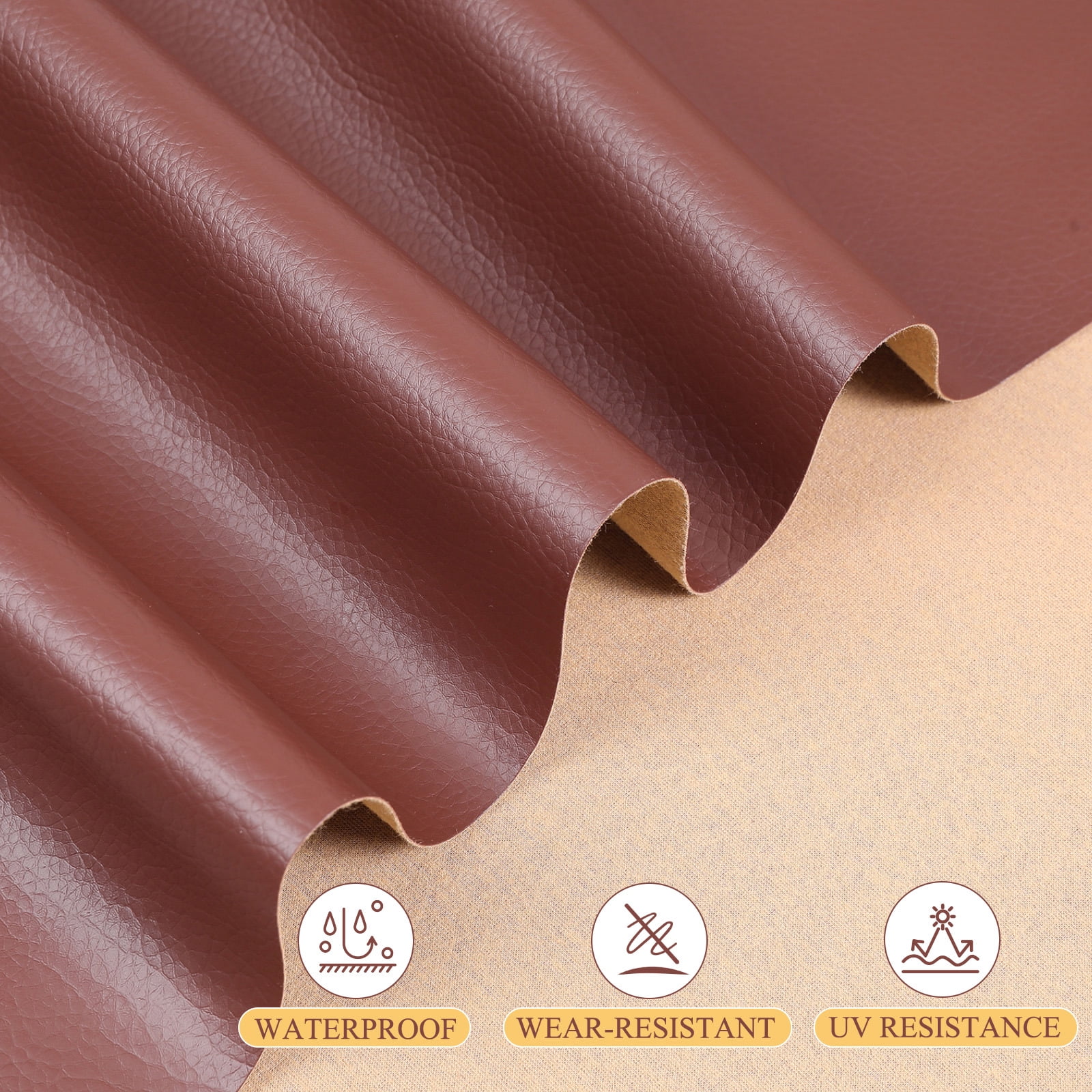ANMINY Litchi Pattern Faux Leather Fabric, 1 Yard, 55in Wide Upholstery Leather for Headboard, Wall Decor, Sofa, Crafts, Sewing, Wallets, Handbags