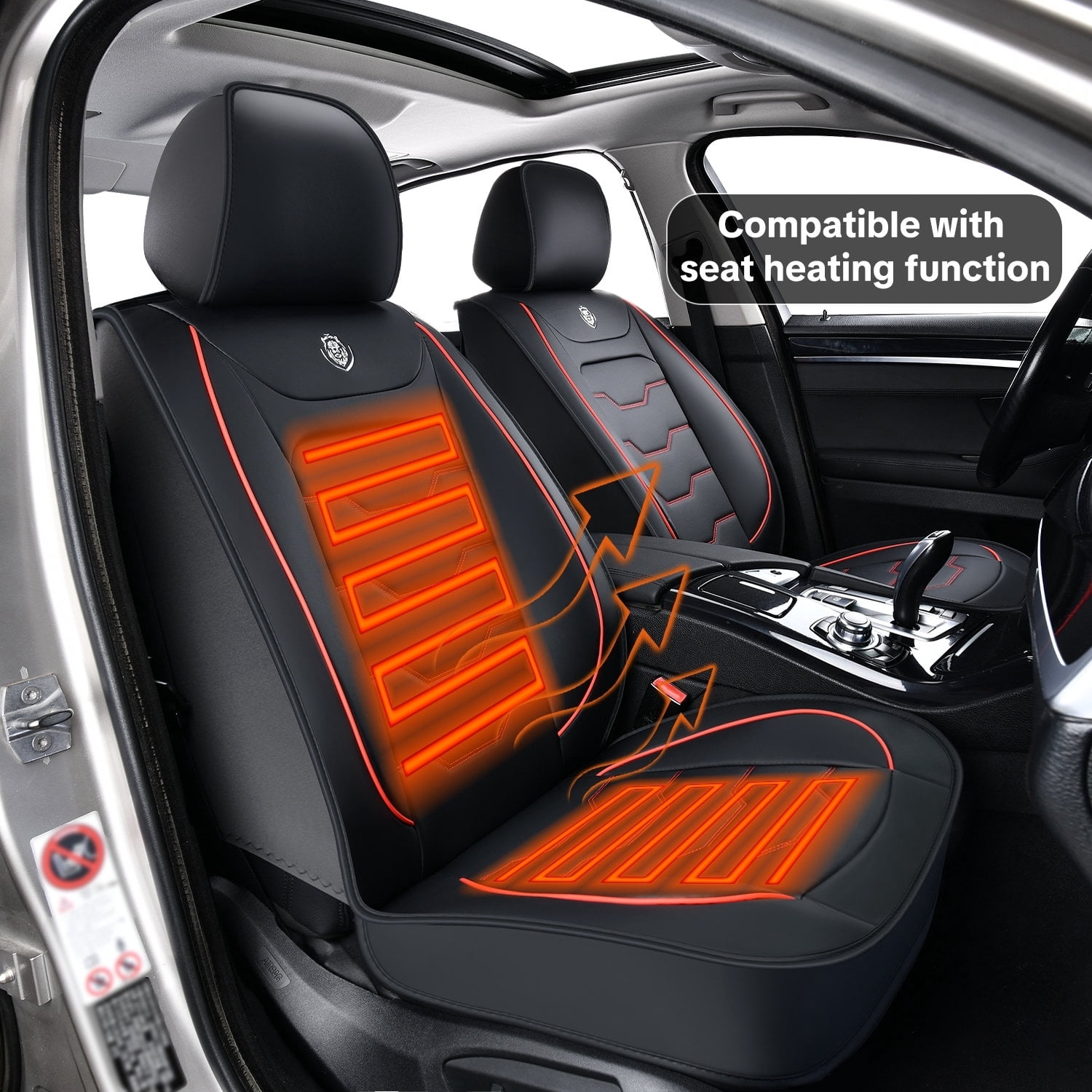 Leather Car Seat Covers, Universal Type, Suitable For Most Cars, Trucks, Suvs, And Vans, Waterproof And Non-Slip Protective Covers, Compatible With Airbags.