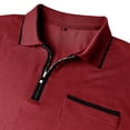 thumbnail image 7 of IWRICH Men's Short Sleeve Polo Shirts Quarter-Zip Casual Slim Fittops Lapel Neck Basic V Neck Tees Red XL, 7 of 7