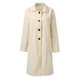 thumbnail image 4 of Women's Long Sleeve Button Down Wool Blends Thin Jacket Coat Slim Fit Warm Solid Long Overcoat With Pockets winter clothing for women, 4 of 5