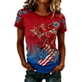 thumbnail image 2 of LRen Women's American 250th Anniversary V Neck Sparkling Print T-Shirt Women Patriotic Flag Rose Printed Tops American 1776-2026 250th Birthday Trendy Streetwear Tops, 2 of 4