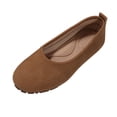 thumbnail image 2 of Flats for Women Dress Shoes: Round Toe Suede Foldable Comfortable Casual Slip On Ballet Loafers for Driving Work 39, 2 of 9