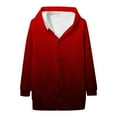 thumbnail image 5 of Hueook Puffer Jacket Womens Daily Printed Long Sleeved Knitted Cardigan Button Up Hooded Jacket Top Red S, 5 of 5