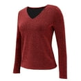 thumbnail image 6 of Cqxid525 Summer Savings Clearance Basic Tee Fall Tops Sequin Tops for Women Casual Elegant Glitter Sparkly V Neck Night Long Sleeve Pullover Tee Shirts 2025 Womens Tops Dressy, 6 of 9