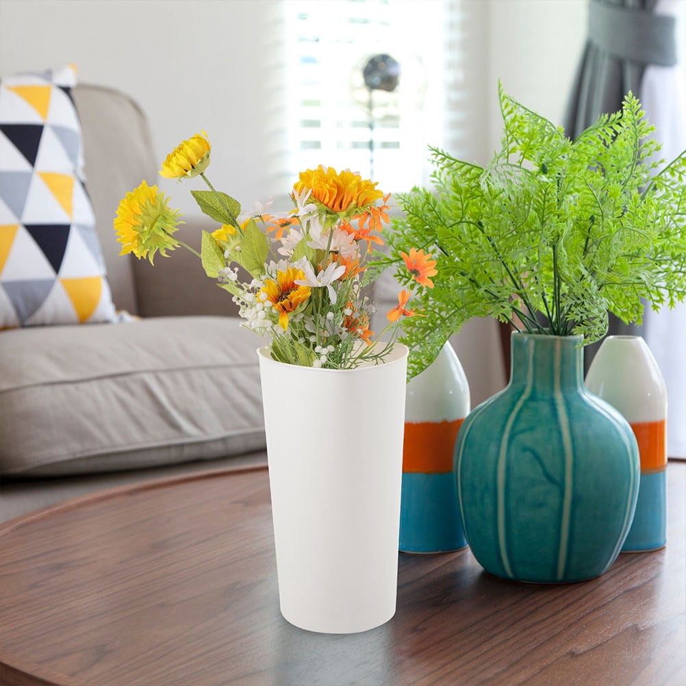 BESTYASH White Reusable Plastic Flower Bucket - Lightweight, Floral Holder for Arrangements and Storage