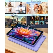 Android Tablet, 10 inch Android 14 Tablet, Quad-core CPU, RAM 4GB(2G+2G), ROM 32GB (Up to 1TB), 800x1280 IPS, WiFi 6, 2MP+2MP, 6000mAh, Purple