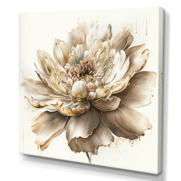 Designart Single Beige Flower III Canvas Wall Art - Walmart.com