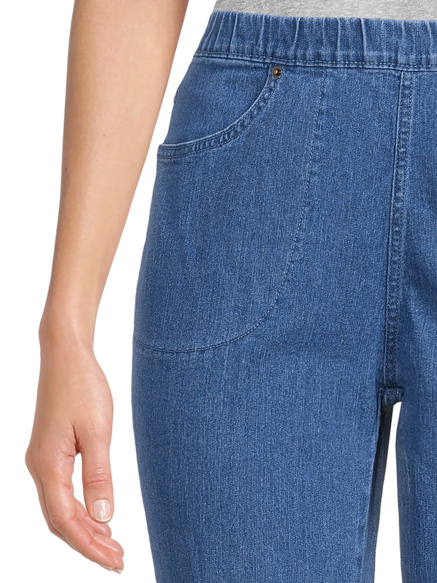 RealSize Women's 4 Pocket Stretch Pull On Bootcut Jeans, Sizes S-XXL, Available in Petite