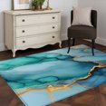 thumbnail image 3 of Turquoise Marble 4x6 Area Rugs for Living Room, Gold Foil Modern Abstract Non Slip Floor Mat Washable Low-Profile Indoor Carpet for Bedroom, Dining Room, Bathroom, 3 of 9