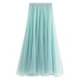 thumbnail image 3 of Lnzyyephy Women Mesh Skirt Solid Multilayer Pleated High Waist Lace Long Tulle Skirts for Wedding Party, 3 of 8