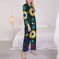 thumbnail image 3 of Balery Colorful Mexican Flower Conjunto de Pijama con Estampado para Mujer, Conjunto de Dos Piezas con Manga Larga, Ropa de Dormir Suave con Bolsillos, Pijamas Cómodos-Medium, 3 of 7