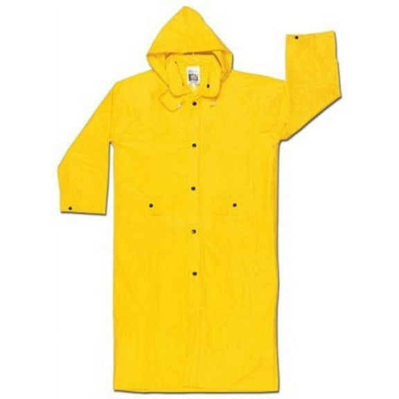 Size 3X Yellow 49'' Wizard .28 mm Nylon And PVC 2-Piece Coat With Detachable Hood